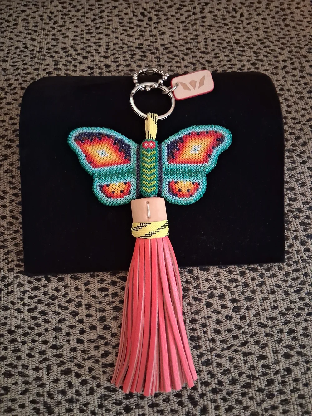 Consuela Clay Charm Beaded Butterfly Tassel Keychain